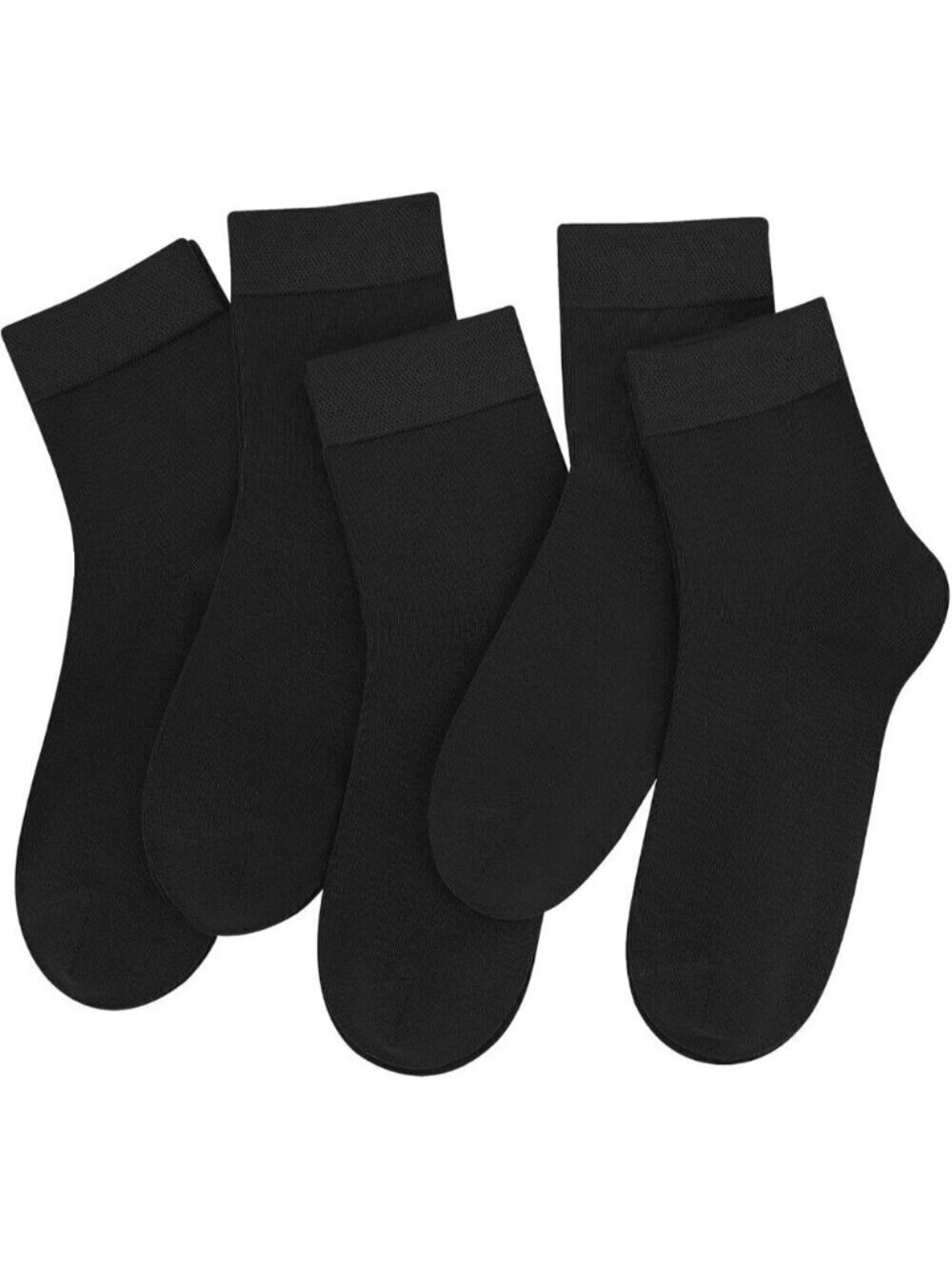 Women 5 Pairs Black Crew Thin Ankle Height Anti Odor Soft Ankle Socks